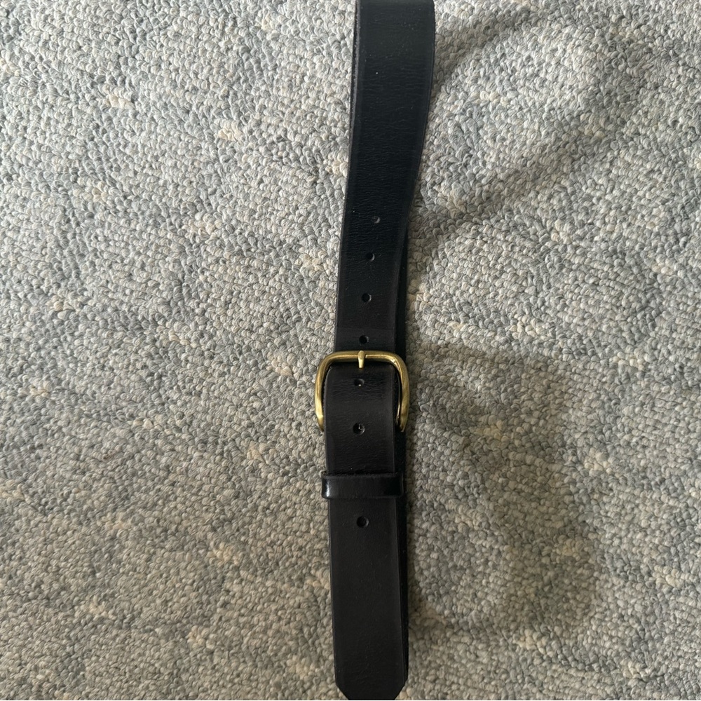Topshop Black Leather Belt with Gold Buckle